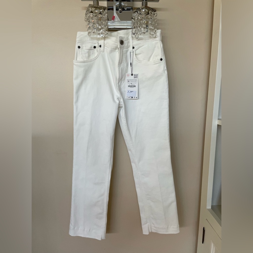 Zara White Straight-Leg Jeans